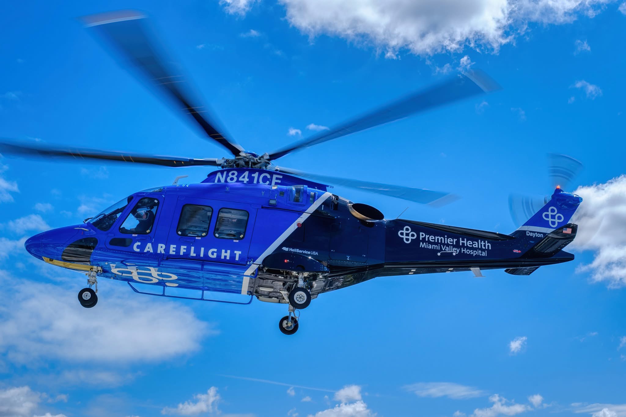 Medical emergency helicopter taking off